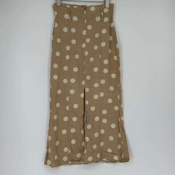 Zara Dresses & Skirts - ZARA Polka Dot Linen Skirt Y2K Beige Cream Linen Blend Women Small missing belt